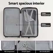 Wanderlite 28" Trunk Luggage Suitcase Travel 5 Wheels Type-C Port TSA Smoky White LUG-ABS-TRUK-28-SW