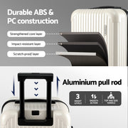 Wanderlite 28" Trunk Luggage Suitcase Travel 5 Wheels Type-C Port TSA Smoky White LUG-ABS-TRUK-28-SW