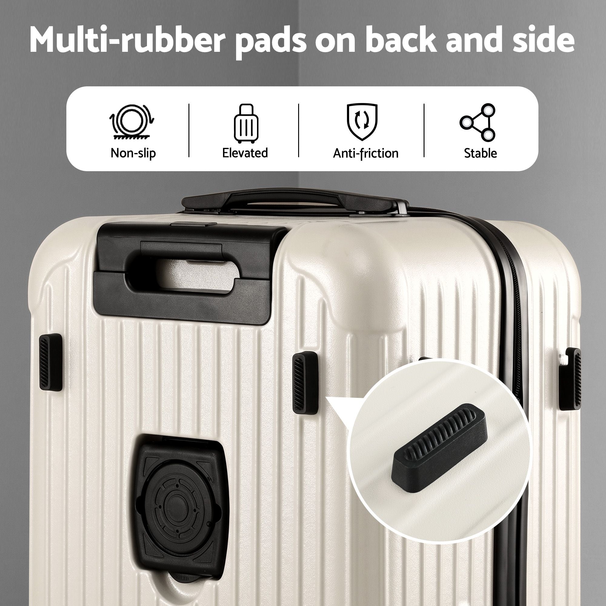 Wanderlite 28" Trunk Luggage Suitcase Travel 5 Wheels Type-C Port TSA Smoky White LUG-ABS-TRUK-28-SW