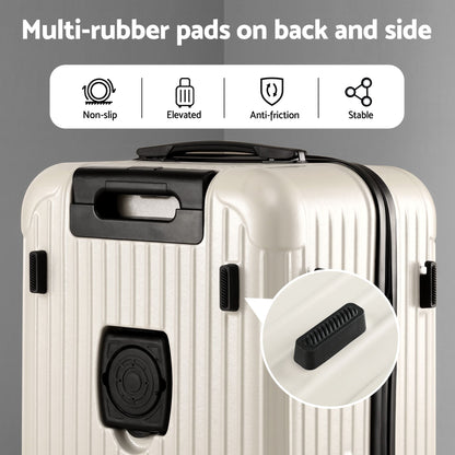 Wanderlite 28" Trunk Luggage Suitcase Travel 5 Wheels Type-C Port TSA Smoky White LUG-ABS-TRUK-28-SW
