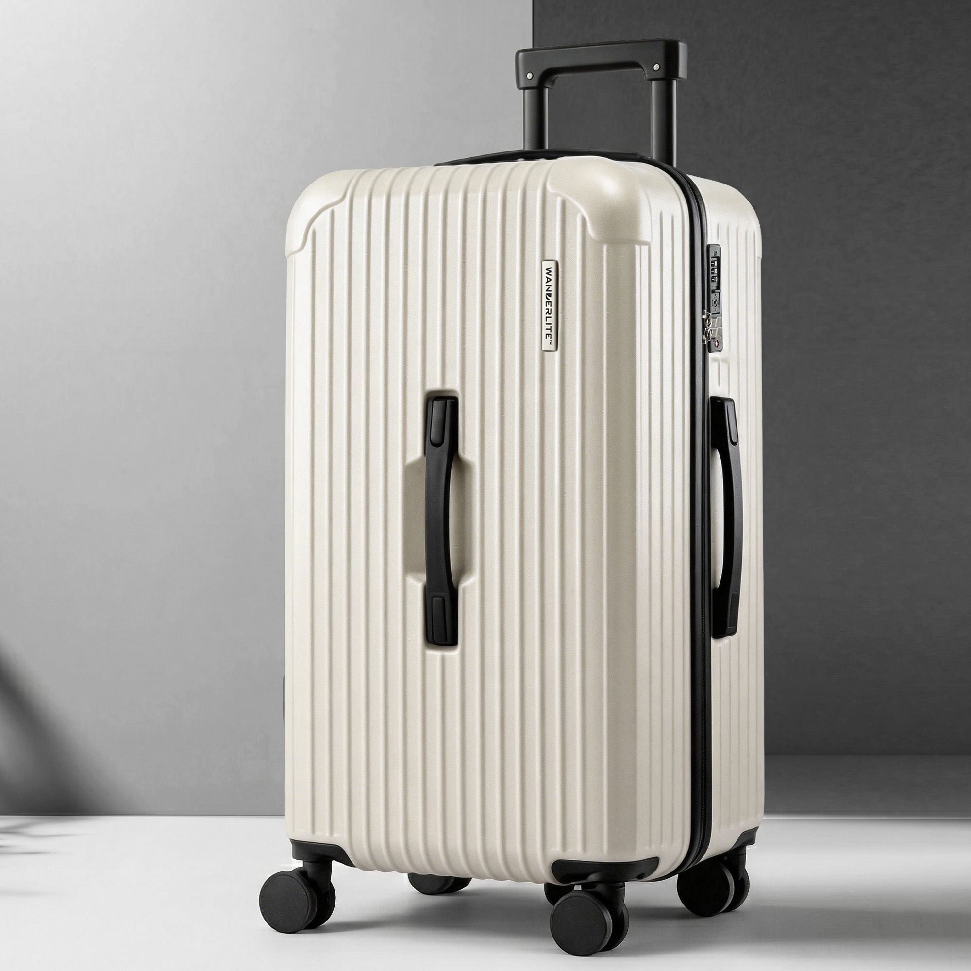 Wanderlite 28" Trunk Luggage Suitcase Travel 5 Wheels Type-C Port TSA Smoky White LUG-ABS-TRUK-28-SW