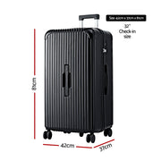 Wanderlite 32" Trunk Luggage Suitcase Travel 5 Wheels Type-C Port TSA Black LUG-ABS-TRUK-32-BK