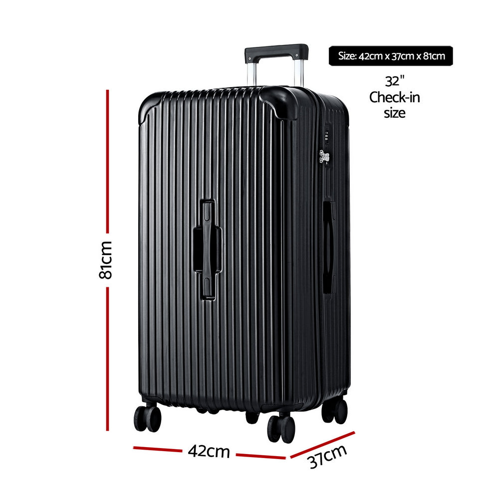 Wanderlite 32" Trunk Luggage Suitcase Travel 5 Wheels Type-C Port TSA Black LUG-ABS-TRUK-32-BK