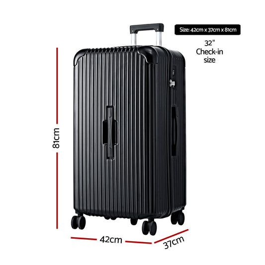 Wanderlite 32" Trunk Luggage Suitcase Travel 5 Wheels Type-C Port TSA Black LUG-ABS-TRUK-32-BK