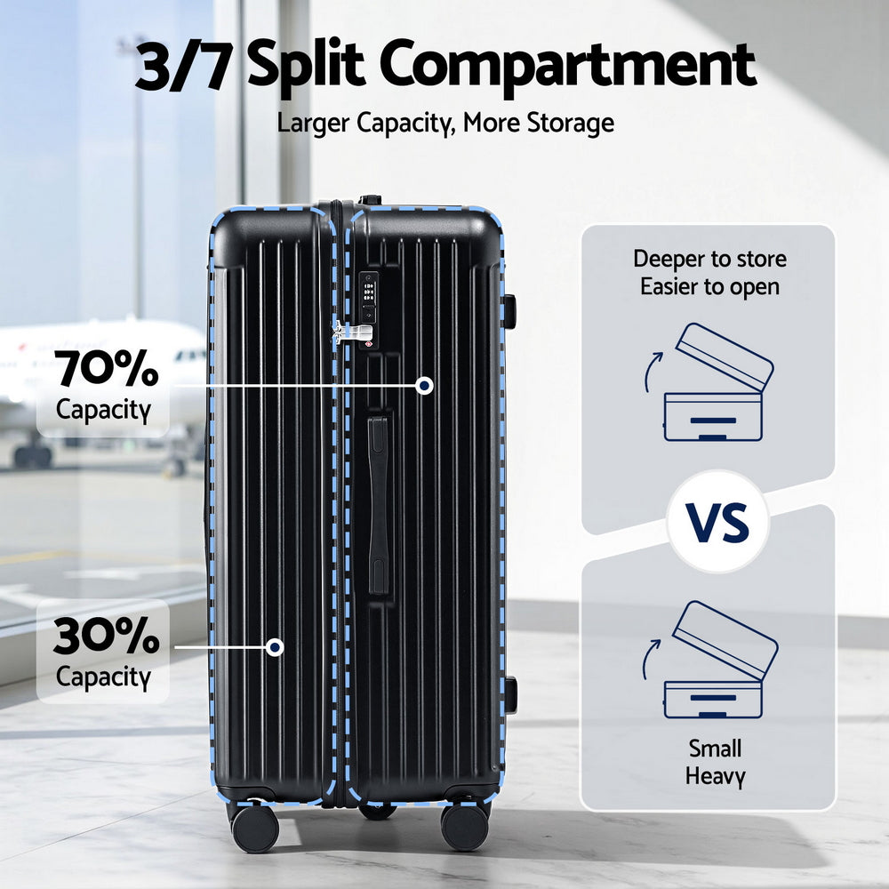 Wanderlite 32" Trunk Luggage Suitcase Travel 5 Wheels Type-C Port TSA Black LUG-ABS-TRUK-32-BK