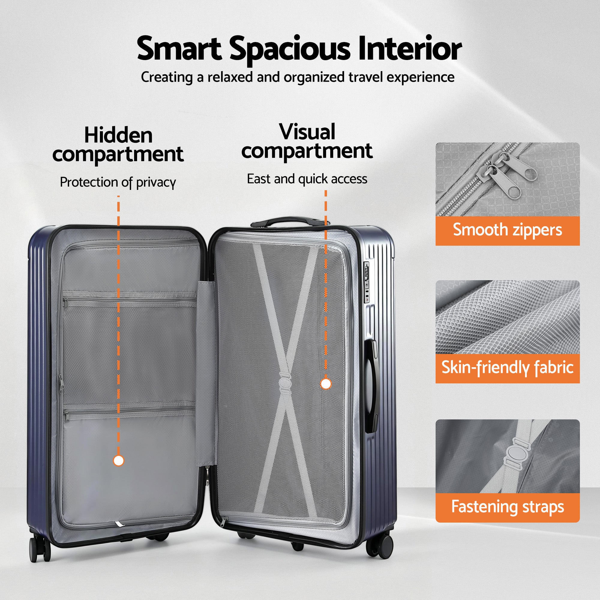 Wanderlite 32" Trunk Luggage Suitcase Travel TSA Type-C 5 Wheels Deep Indigo LUG-ABS-TRUK-32-DI