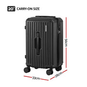 Wanderlite 20" Trunk Luggage Suitcase Travel Carry On TSA Lock Black LUG-ABS-TRUK01-20-BK
