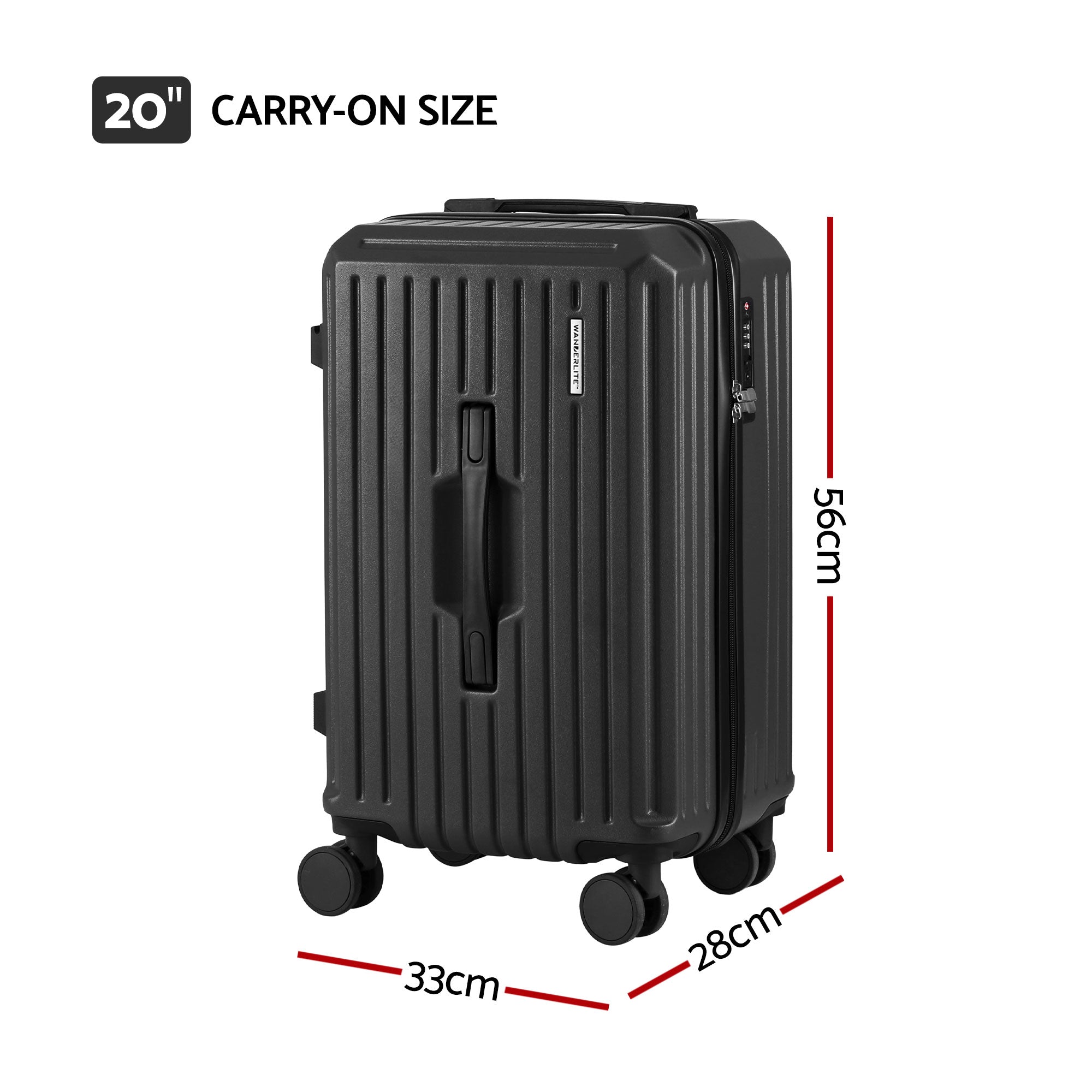 Wanderlite 20" Trunk Luggage Suitcase Travel Carry On TSA Lock Black LUG-ABS-TRUK01-20-BK