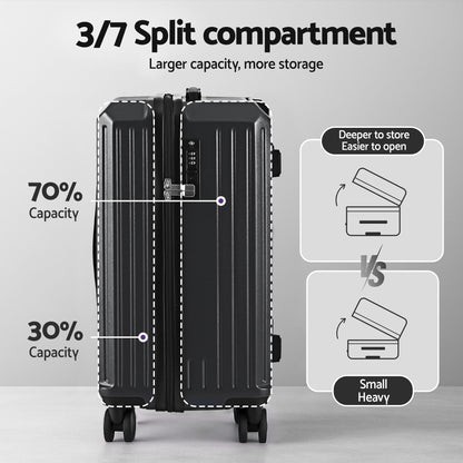 Wanderlite 20" Trunk Luggage Suitcase Travel Carry On TSA Lock Black LUG-ABS-TRUK01-20-BK