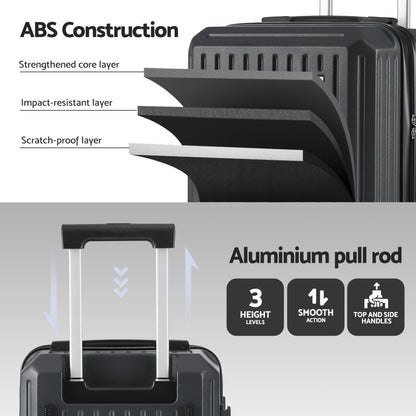 Wanderlite 20" Trunk Luggage Suitcase Travel Carry On TSA Lock Black LUG-ABS-TRUK01-20-BK