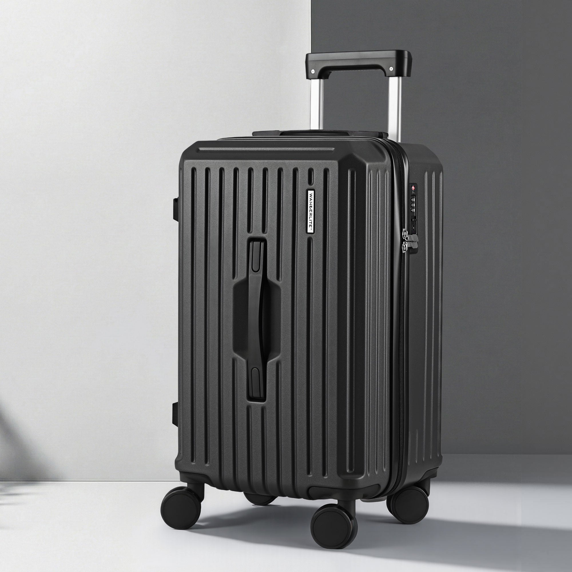 Wanderlite 20" Trunk Luggage Suitcase Travel Carry On TSA Lock Black LUG-ABS-TRUK01-20-BK
