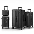 Wanderlite 4pcs Trunk Luggage Suitcase Set Travel Carry On TSA Lock Black LUG-ABS-TRUK01-4SET-BK