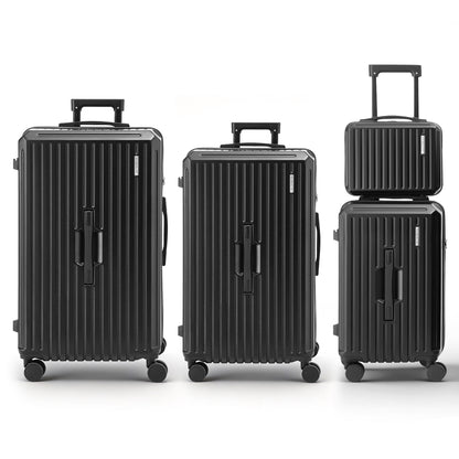 Wanderlite 4pcs Trunk Luggage Suitcase Set Travel Carry On TSA Lock Black LUG-ABS-TRUK01-4SET-BK