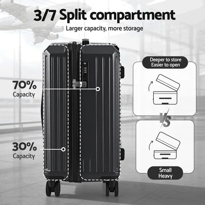 Wanderlite 4pcs Trunk Luggage Suitcase Set Travel Carry On TSA Lock Black LUG-ABS-TRUK01-4SET-BK