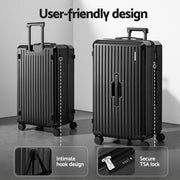 Wanderlite 4pcs Trunk Luggage Suitcase Set Travel Carry On TSA Lock Black LUG-ABS-TRUK01-4SET-BK