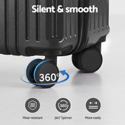 Wanderlite 4pcs Trunk Luggage Suitcase Set Travel Carry On TSA Lock Black LUG-ABS-TRUK01-4SET-BK