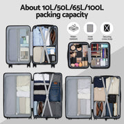 Wanderlite 4pcs Trunk Luggage Suitcase Set Travel Carry On TSA Lock Black LUG-ABS-TRUK01-4SET-BK