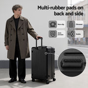 Wanderlite 4pcs Trunk Luggage Suitcase Set Travel Carry On TSA Lock Black LUG-ABS-TRUK01-4SET-BK