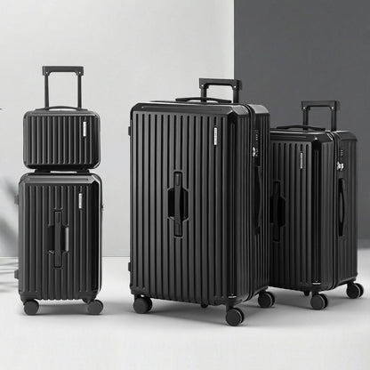 Wanderlite 4pcs Trunk Luggage Suitcase Set Travel Carry On TSA Lock Black LUG-ABS-TRUK01-4SET-BK