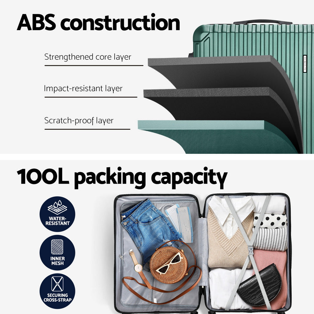 Wanderlite 28'' Luggage Travel Suitcase Set TSA Carry On Hard Case Green LUG-ABS-VG-28-GN