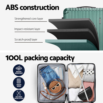 Wanderlite 28'' Luggage Travel Suitcase Set TSA Carry On Hard Case Green LUG-ABS-VG-28-GN