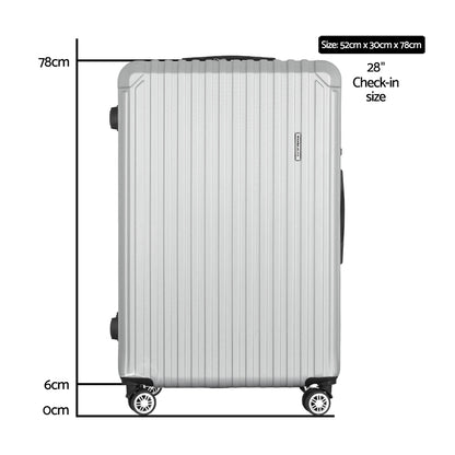 Wanderlite 28-inch Luggage Set with TSA LockABS Hard Shell Travel Suitcase Organiser Luggage Case Light Grey LUG-ABS-VG-28-LG
