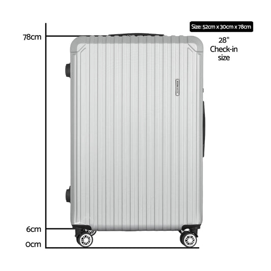 Wanderlite 28-inch Luggage Set with TSA LockABS Hard Shell Travel Suitcase Organiser Luggage Case Light Grey LUG-ABS-VG-28-LG