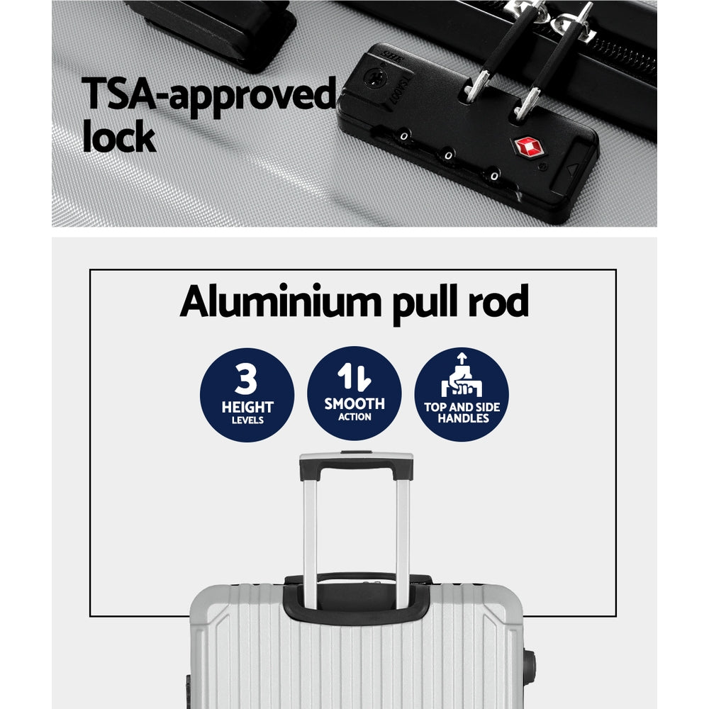 Wanderlite 28-inch Luggage Set with TSA LockABS Hard Shell Travel Suitcase Organiser Luggage Case Light Grey LUG-ABS-VG-28-LG