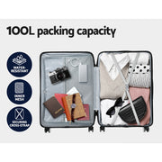 Wanderlite 28-inch Luggage Set with TSA LockABS Hard Shell Travel Suitcase Organiser Luggage Case Light Grey LUG-ABS-VG-28-LG