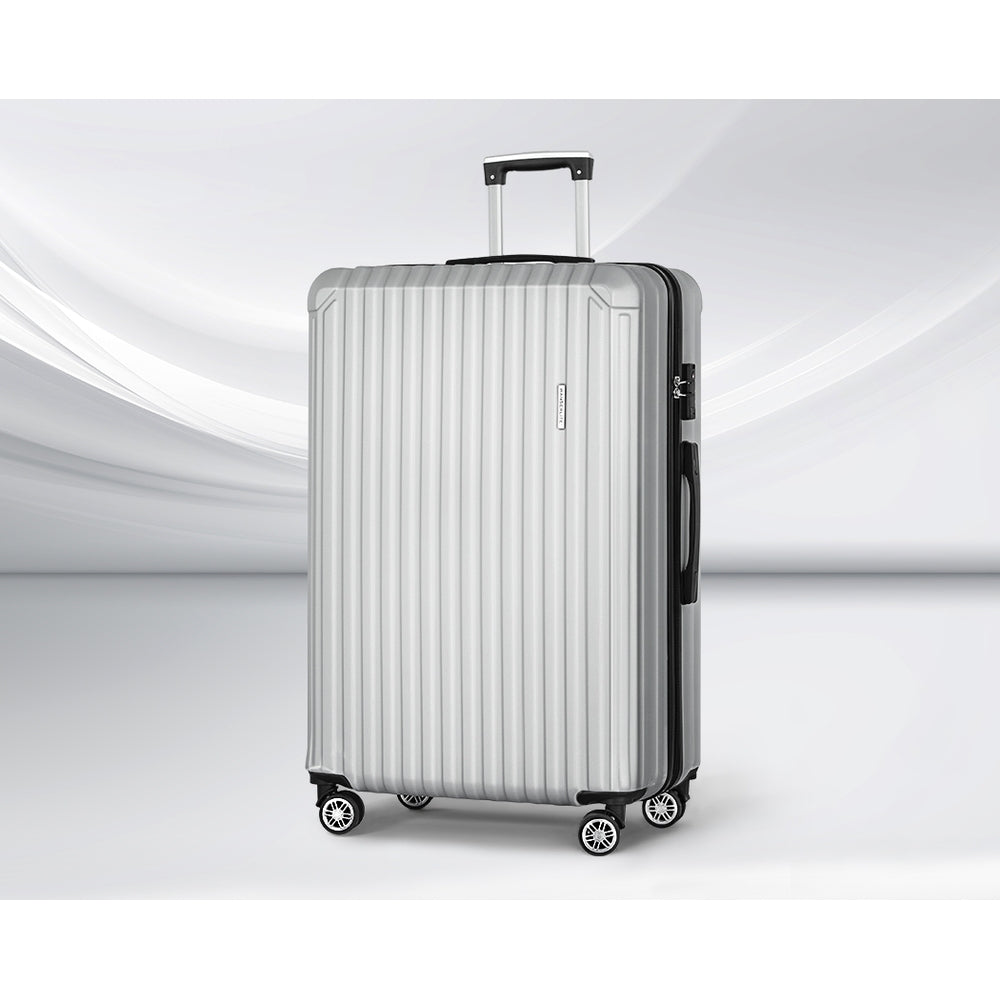 Wanderlite 28-inch Luggage Set with TSA LockABS Hard Shell Travel Suitcase Organiser Luggage Case Light Grey LUG-ABS-VG-28-LG