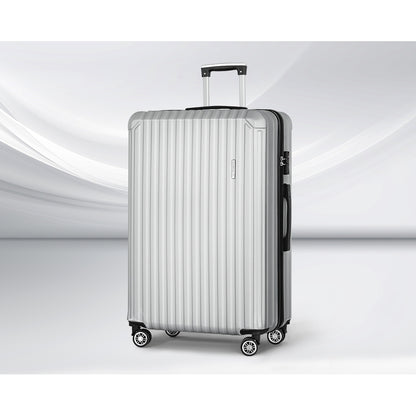 Wanderlite 28-inch Luggage Set with TSA LockABS Hard Shell Travel Suitcase Organiser Luggage Case Light Grey LUG-ABS-VG-28-LG