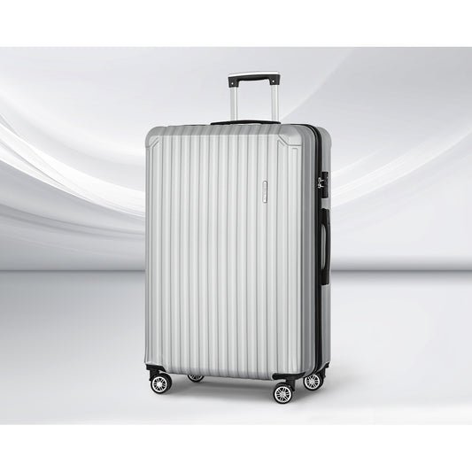 Wanderlite 28-inch Luggage Set with TSA LockABS Hard Shell Travel Suitcase Organiser Luggage Case Light Grey LUG-ABS-VG-28-LG