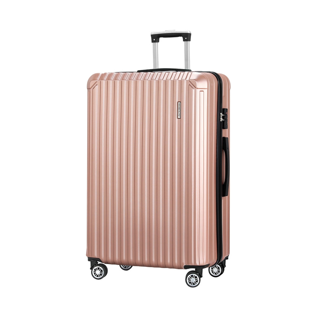 Wanderlite 28-inch Luggage Set with TSA LockABS Hard Shell Travel Suitcase Organiser Luggage Case Rose Gold LUG-ABS-VG-28-RG