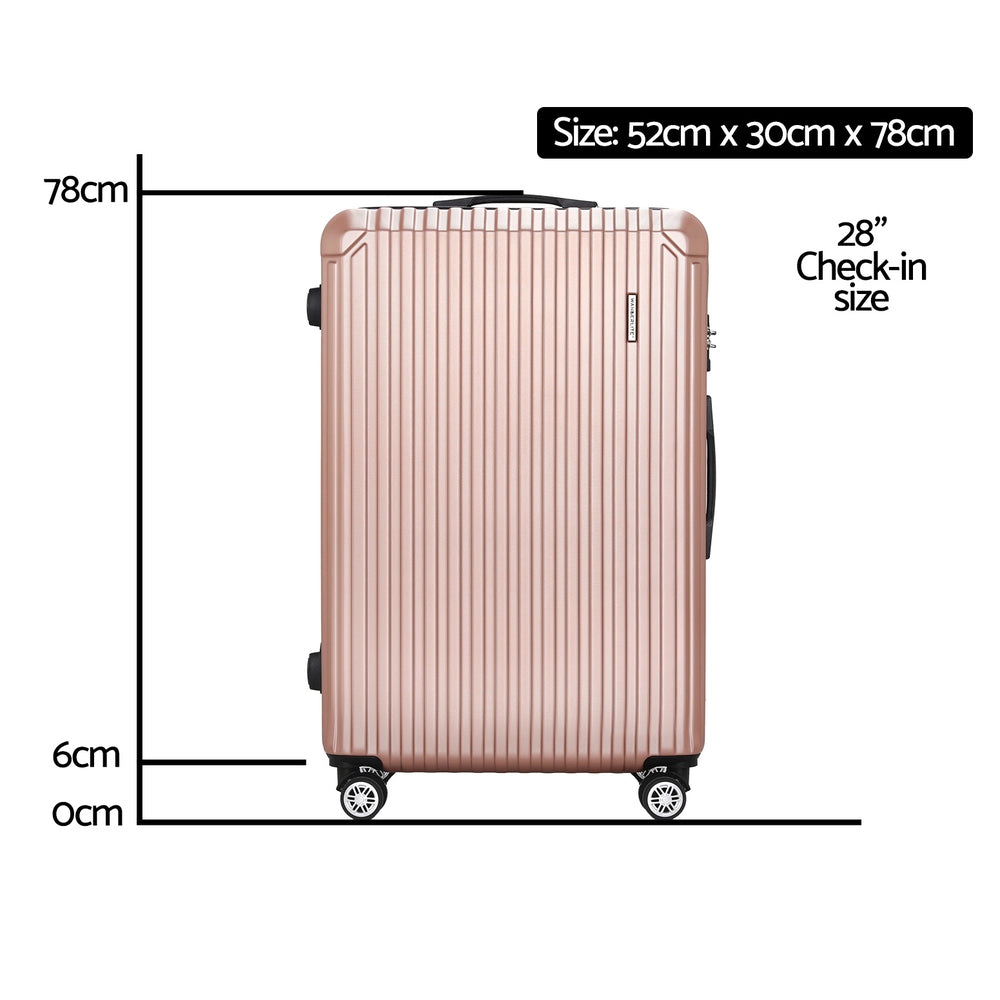 Wanderlite 28-inch Luggage Set with TSA LockABS Hard Shell Travel Suitcase Organiser Luggage Case Rose Gold LUG-ABS-VG-28-RG