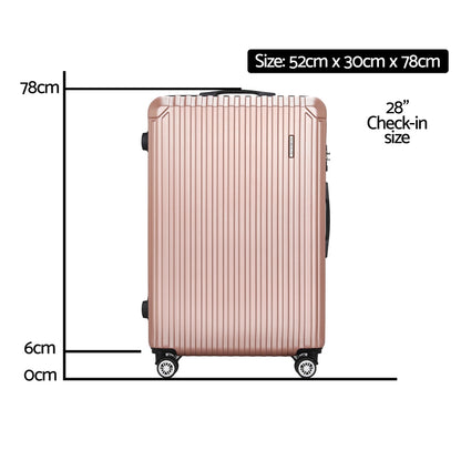 Wanderlite 28-inch Luggage Set with TSA LockABS Hard Shell Travel Suitcase Organiser Luggage Case Rose Gold LUG-ABS-VG-28-RG