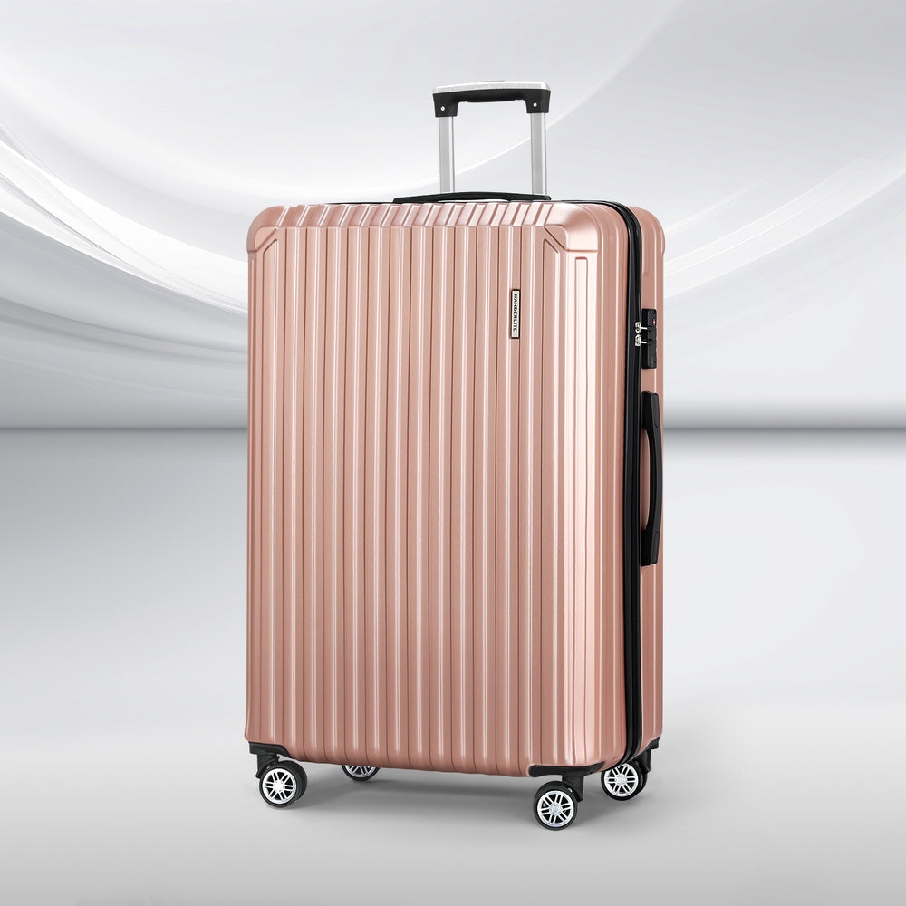 Wanderlite 28-inch Luggage Set with TSA LockABS Hard Shell Travel Suitcase Organiser Luggage Case Rose Gold LUG-ABS-VG-28-RG