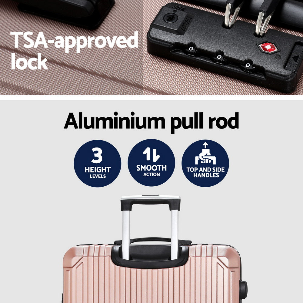 Wanderlite 28-inch Luggage Set with TSA LockABS Hard Shell Travel Suitcase Organiser Luggage Case Rose Gold LUG-ABS-VG-28-RG