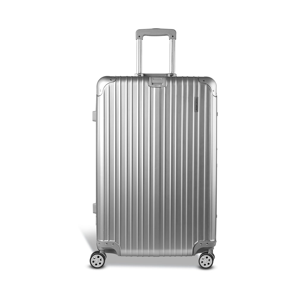 Wanderlite 28 Inch Luggage with TSA Lock StainlessSteelWrappedCorners Hard Shell Travel Suitcase Luggage Case LUG-ALU-28-SILVER