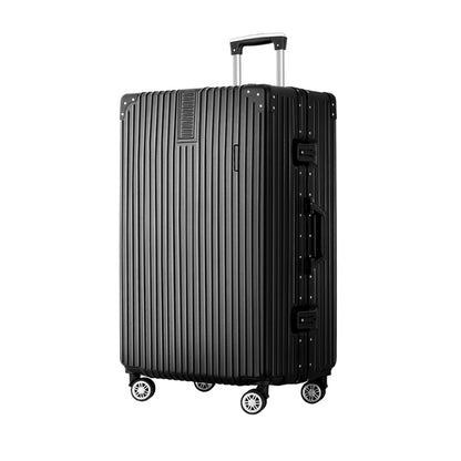 Wanderlite 28 Inch Luggage with TSA Lock StainlessSteelWrappedCorners Hard Shell Travel Suitcase Luggage Case LUG-ALU-VG-28-BK