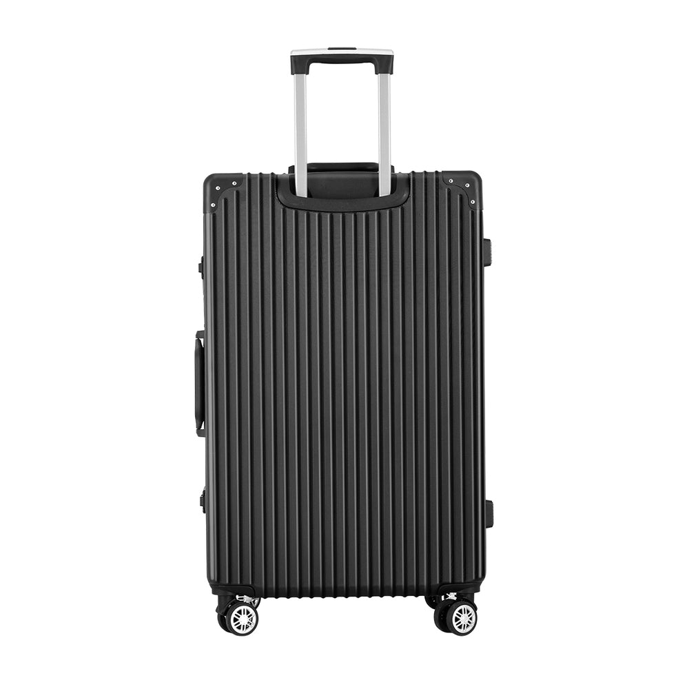 Wanderlite 28 Inch Luggage with TSA Lock StainlessSteelWrappedCorners Hard Shell Travel Suitcase Luggage Case LUG-ALU-VG-28-BK