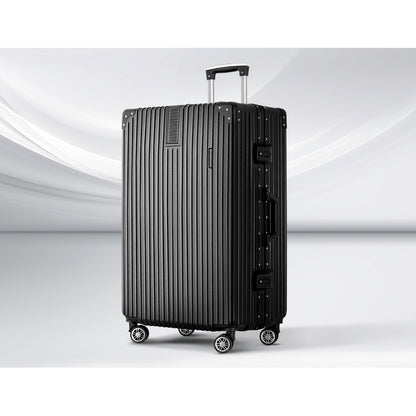 Wanderlite 28 Inch Luggage with TSA Lock StainlessSteelWrappedCorners Hard Shell Travel Suitcase Luggage Case LUG-ALU-VG-28-BK