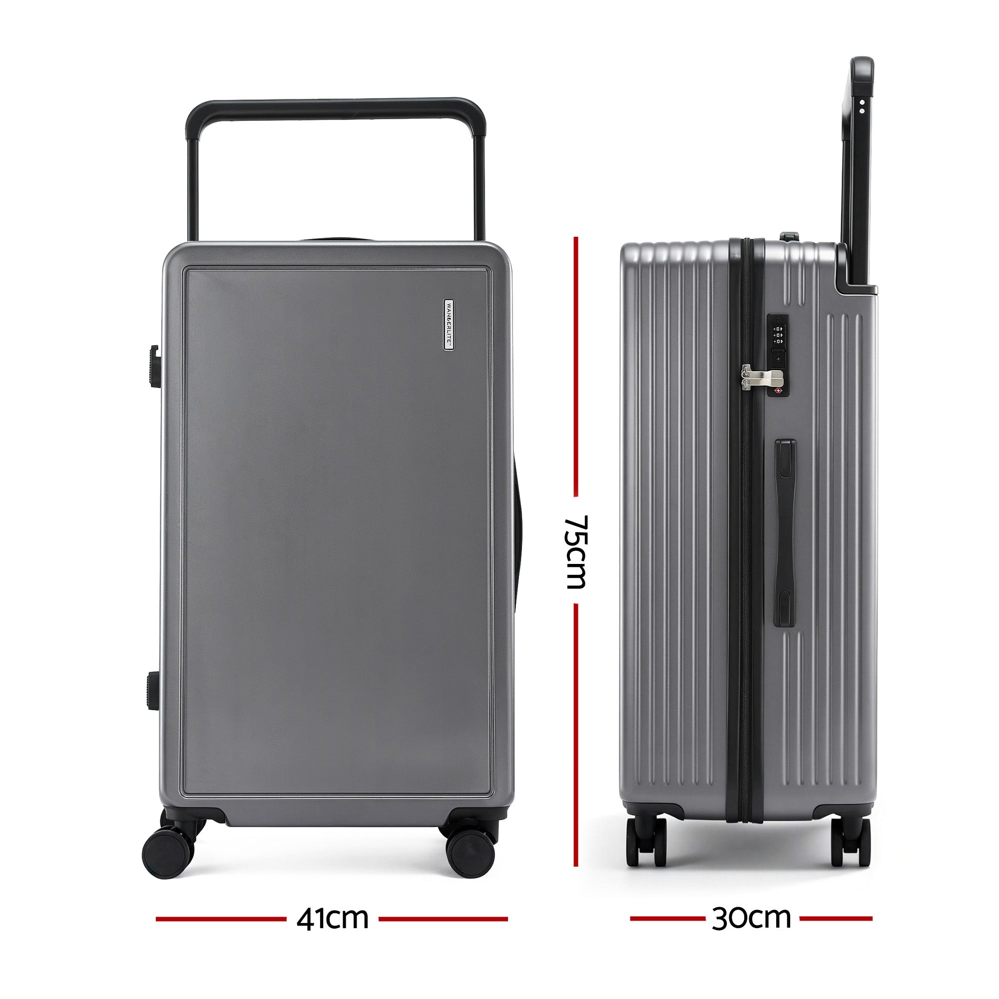 Wanderlite 28" Wide Handle Luggage Suitcase Travel TSA Lock Anthracite Grey LUG-PC-W-28-AG