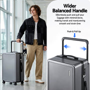 Wanderlite 28" Wide Handle Luggage Suitcase Travel TSA Lock Anthracite Grey LUG-PC-W-28-AG