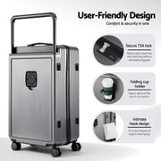 Wanderlite 28" Wide Handle Luggage Suitcase Travel TSA Lock Anthracite Grey LUG-PC-W-28-AG