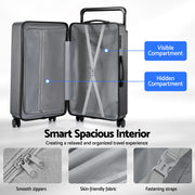 Wanderlite 28" Wide Handle Luggage Suitcase Travel TSA Lock Anthracite Grey LUG-PC-W-28-AG