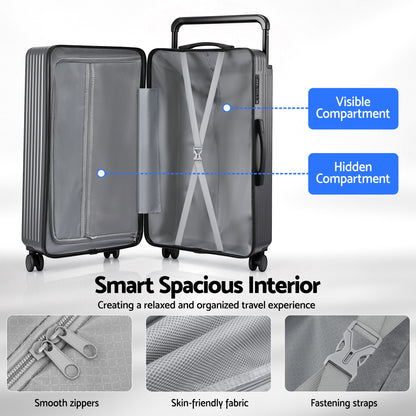 Wanderlite 28" Wide Handle Luggage Suitcase Travel TSA Lock Anthracite Grey LUG-PC-W-28-AG