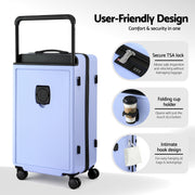Wanderlite 28" Wide Handle Luggage Suitcase Travel TSA Lock Light Blue LUG-PC-W-28-LB