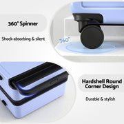 Wanderlite 28" Wide Handle Luggage Suitcase Travel TSA Lock Light Blue LUG-PC-W-28-LB