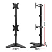 Artiss Monitor Arm Stand Dual Mount HD LED TV Bracket Holder Freestanding MA-B-D-T02-BK