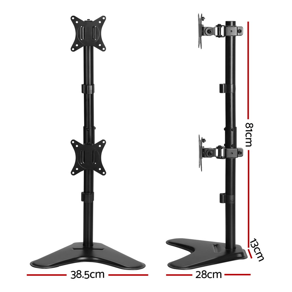 Artiss Monitor Arm Stand Dual Mount HD LED TV Bracket Holder Freestanding MA-B-D-T02-BK